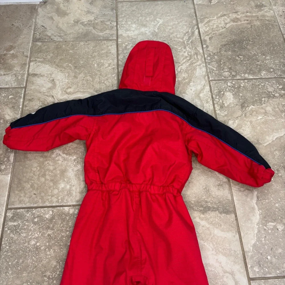 Columbia Tectonite Kids Snow Suit Red Black Fleece Lined One Piece‎ Bunting 3T